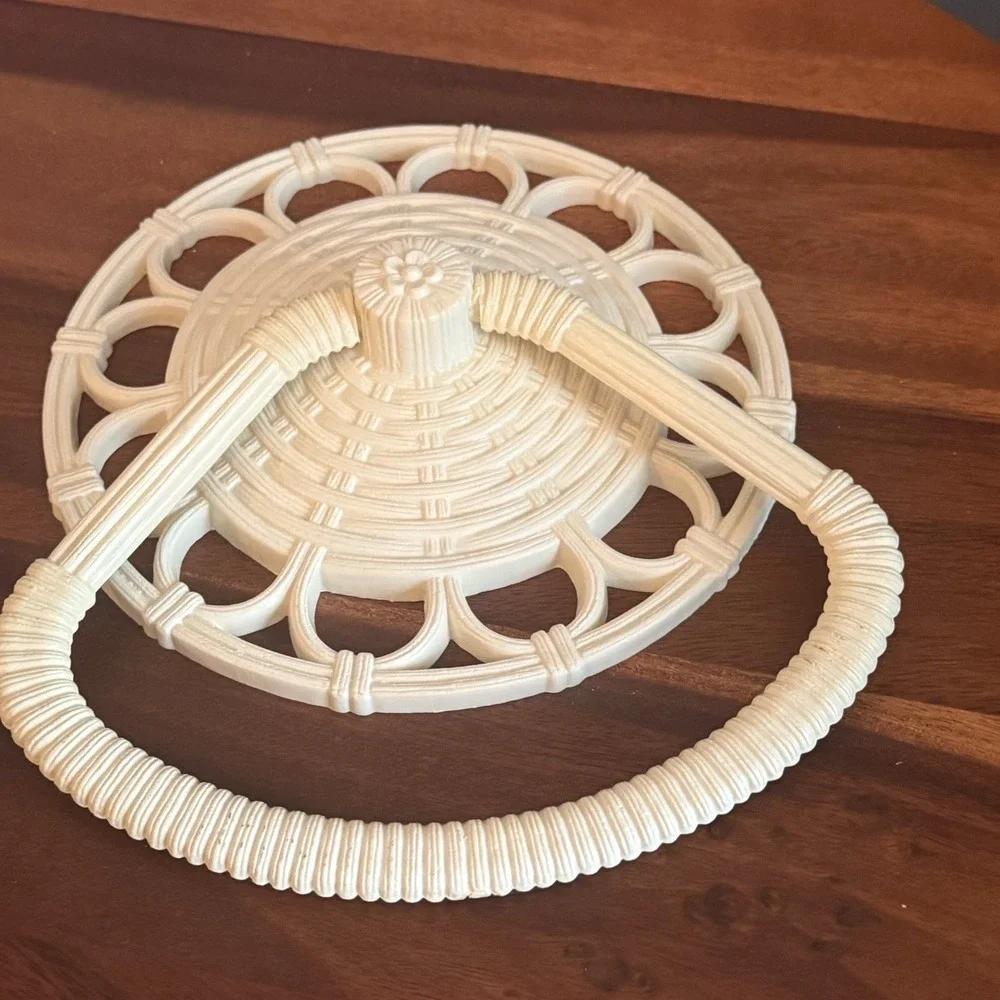 Vintage HomeCo Towel Holder Rattan Look Wall Decor Bathroom USA off-white